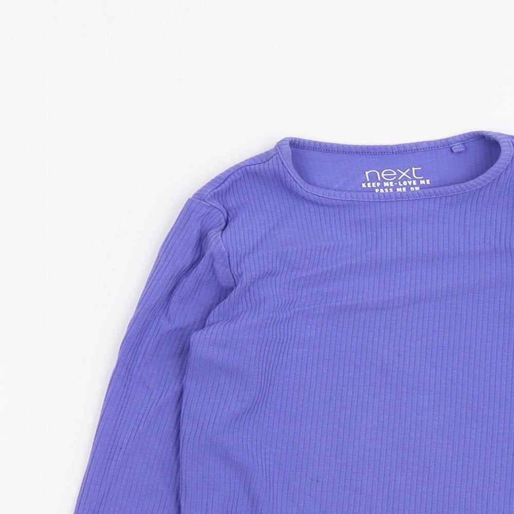 NEXT Girls Purple Cotton Basic T-Shirt Size 5-6 Years Round Neck Pullover