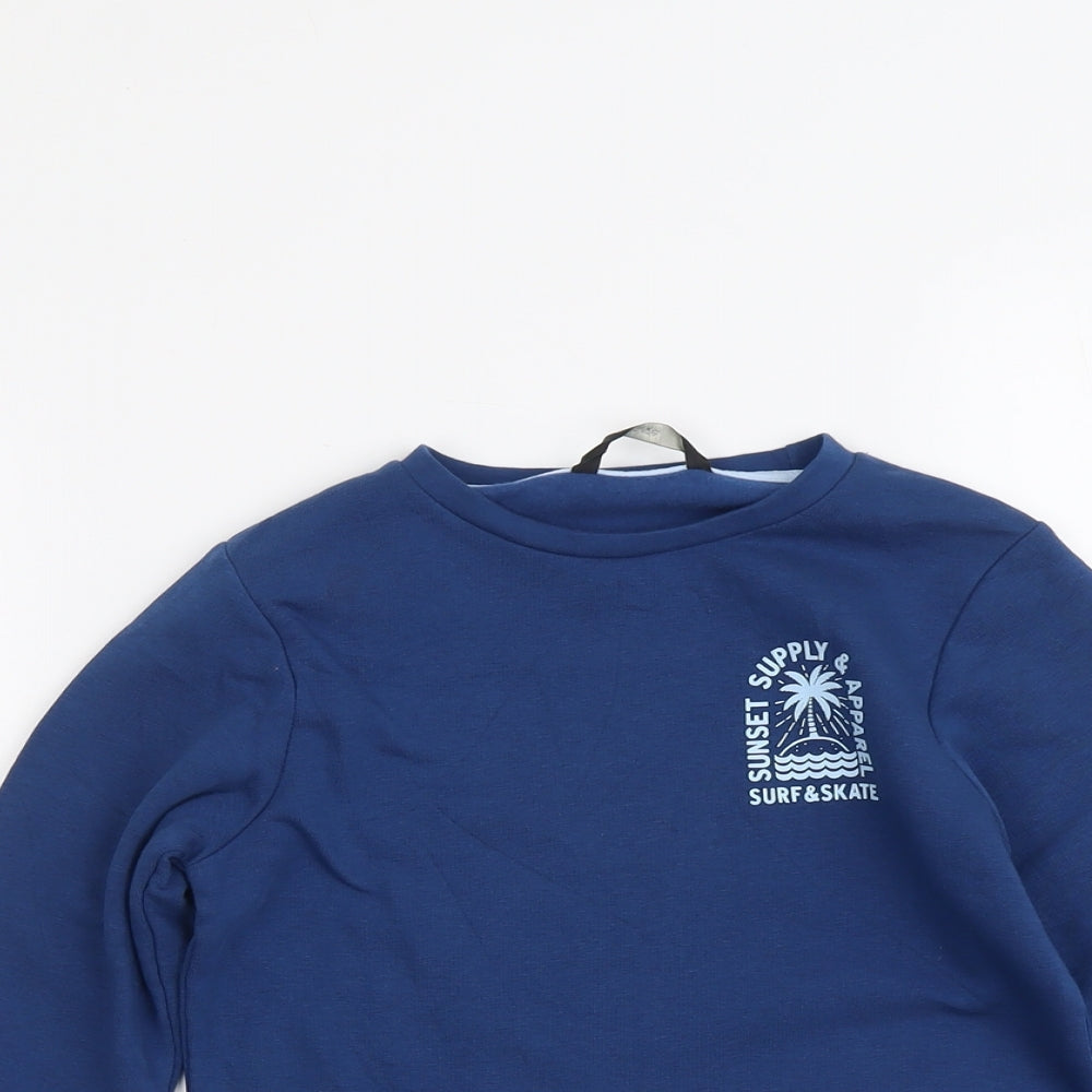 George Boys Blue Cotton Pullover Sweatshirt Size 7-8 Years Pullover - Sunset Supply & Apparel