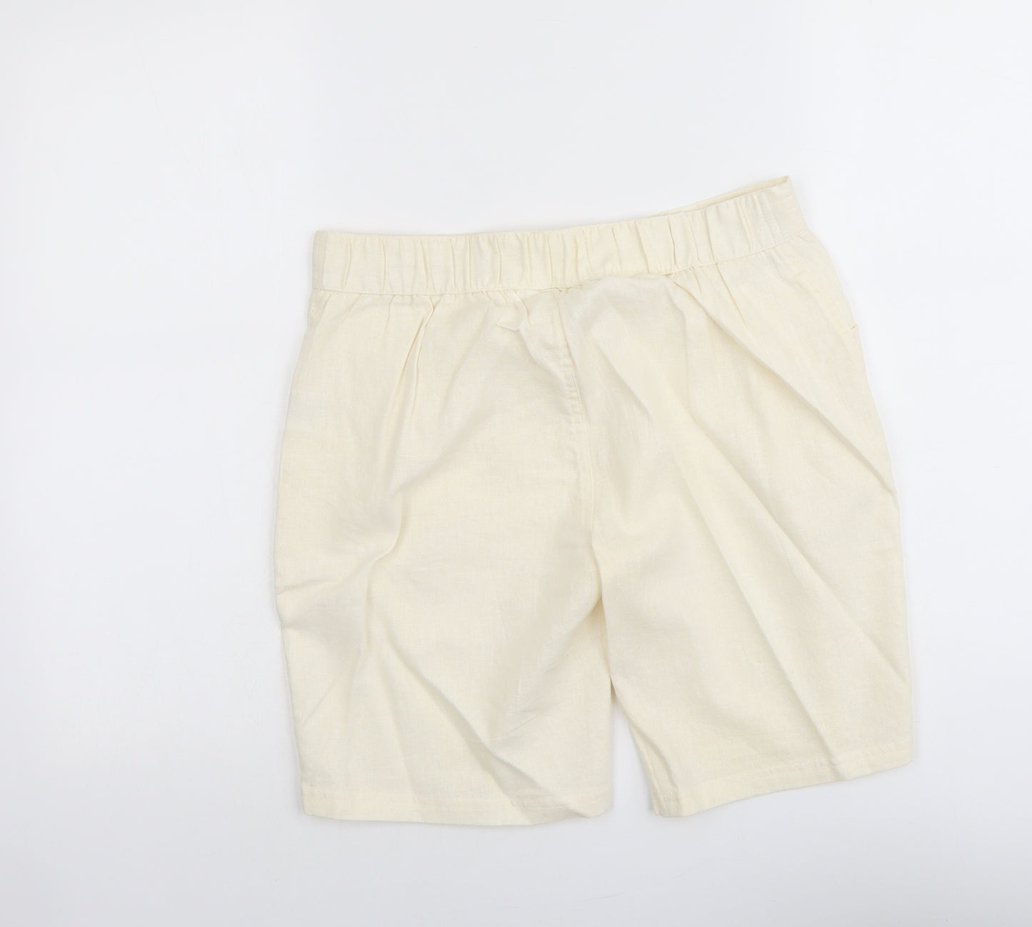 Preworn Womens Beige Cotton Basic Shorts Size M L8 in Regular Drawstring