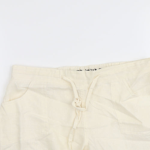 Preworn Womens Beige Cotton Basic Shorts Size M L8 in Regular Drawstring