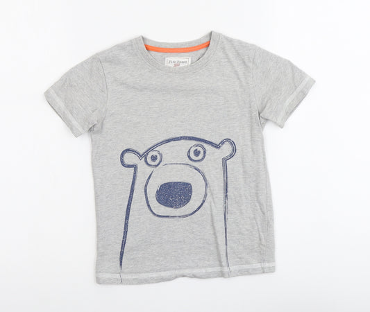 NEXT Boys Grey Cotton Pullover T-Shirt Size 3-4 Years Crew Neck Pullover - Bear