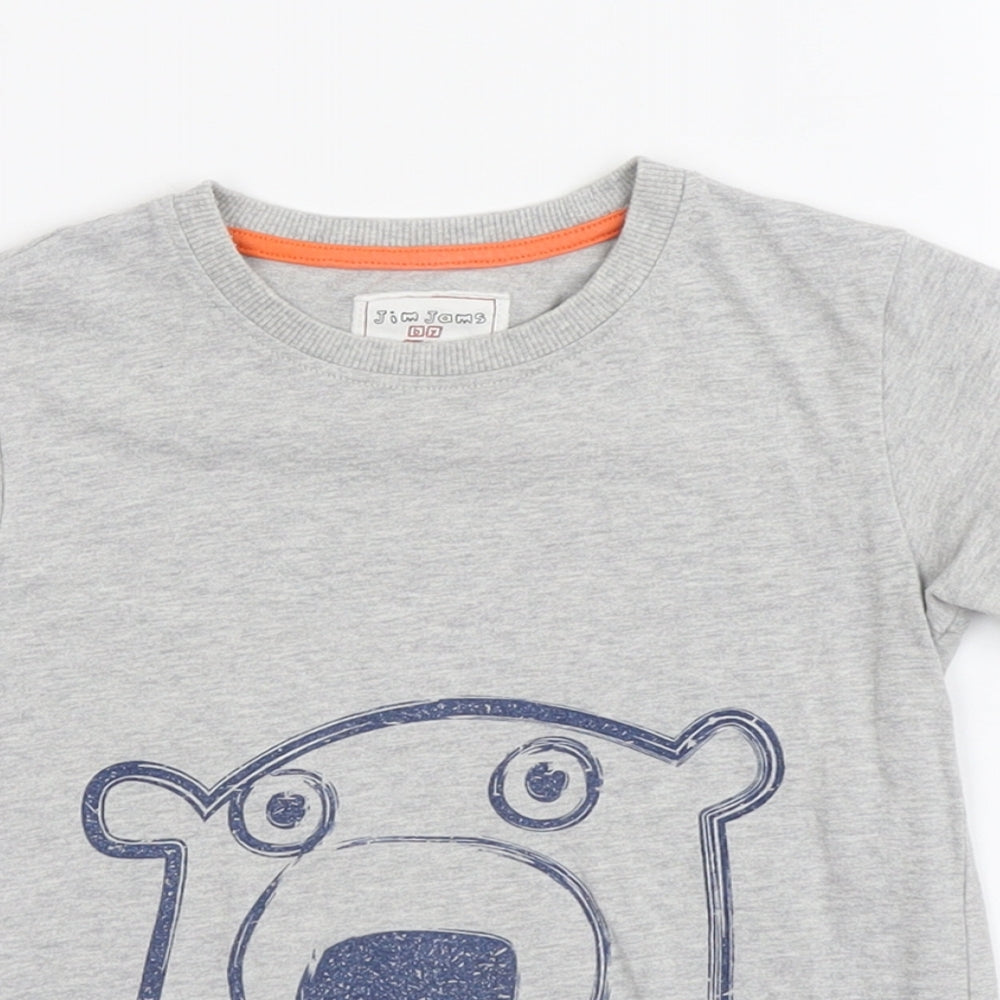 NEXT Boys Grey Cotton Pullover T-Shirt Size 3-4 Years Crew Neck Pullover - Bear
