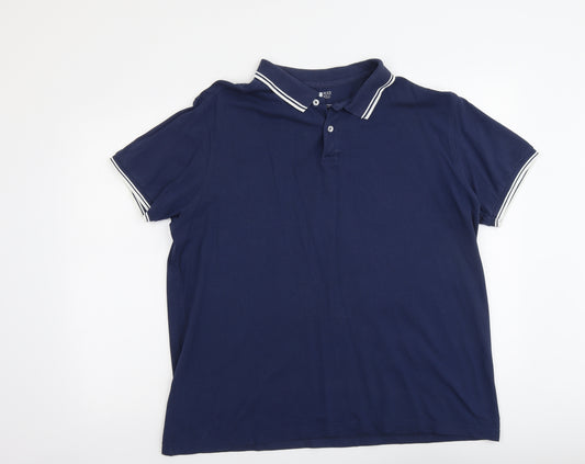 Cedar Wood State Mens Blue Cotton Polo Size 2XL Collared Button