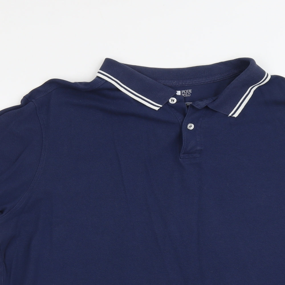 Cedar Wood State Mens Blue Cotton Polo Size 2XL Collared Button