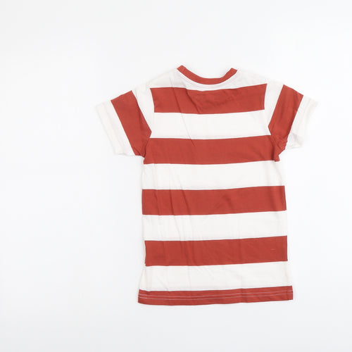 Hulabaloo Boys Red Striped Cotton Pullover T-Shirt Size 7-8 Years Crew Neck Pullover