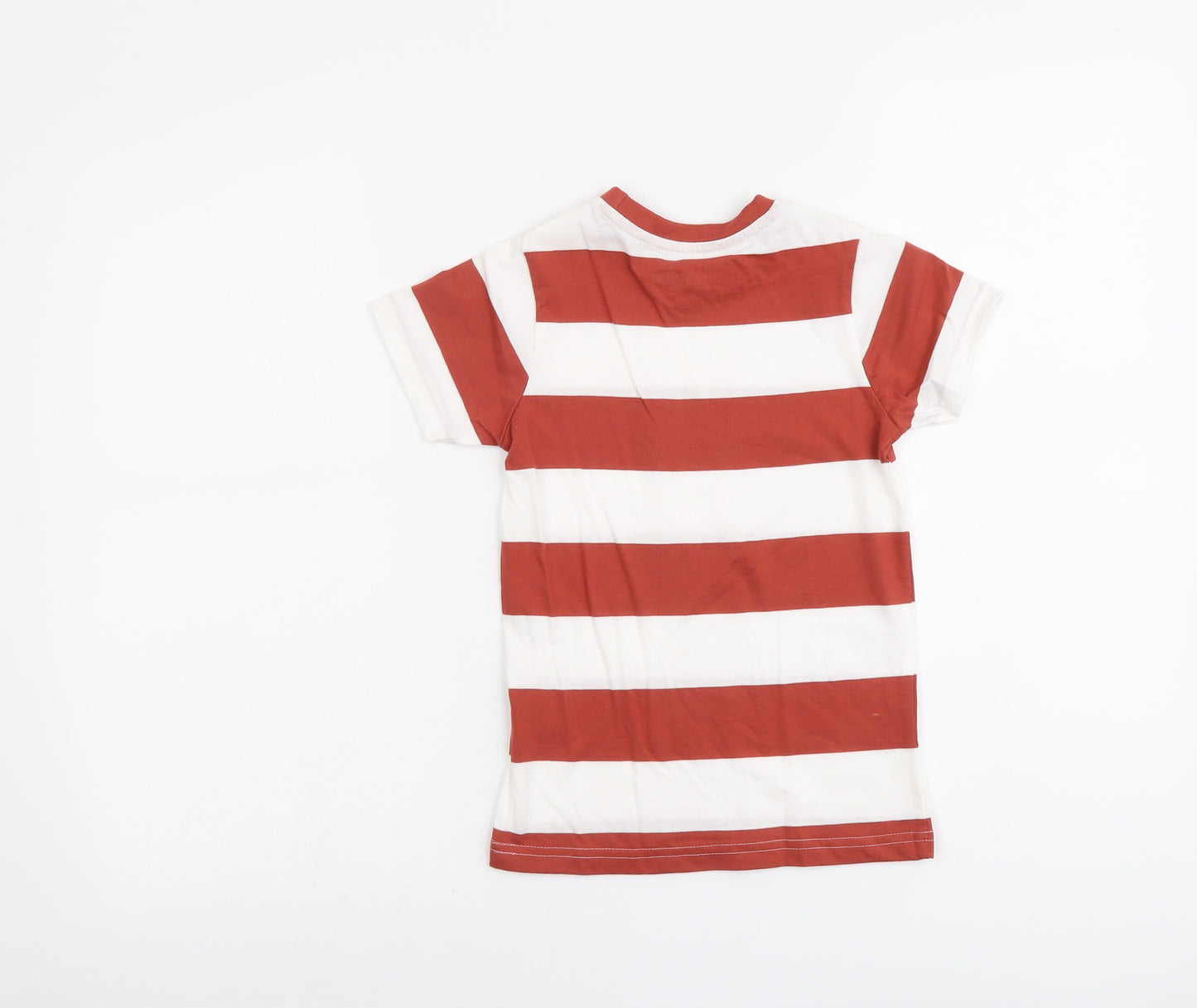 Hulabaloo Boys Red Striped Cotton Pullover T-Shirt Size 7-8 Years Crew Neck Pullover