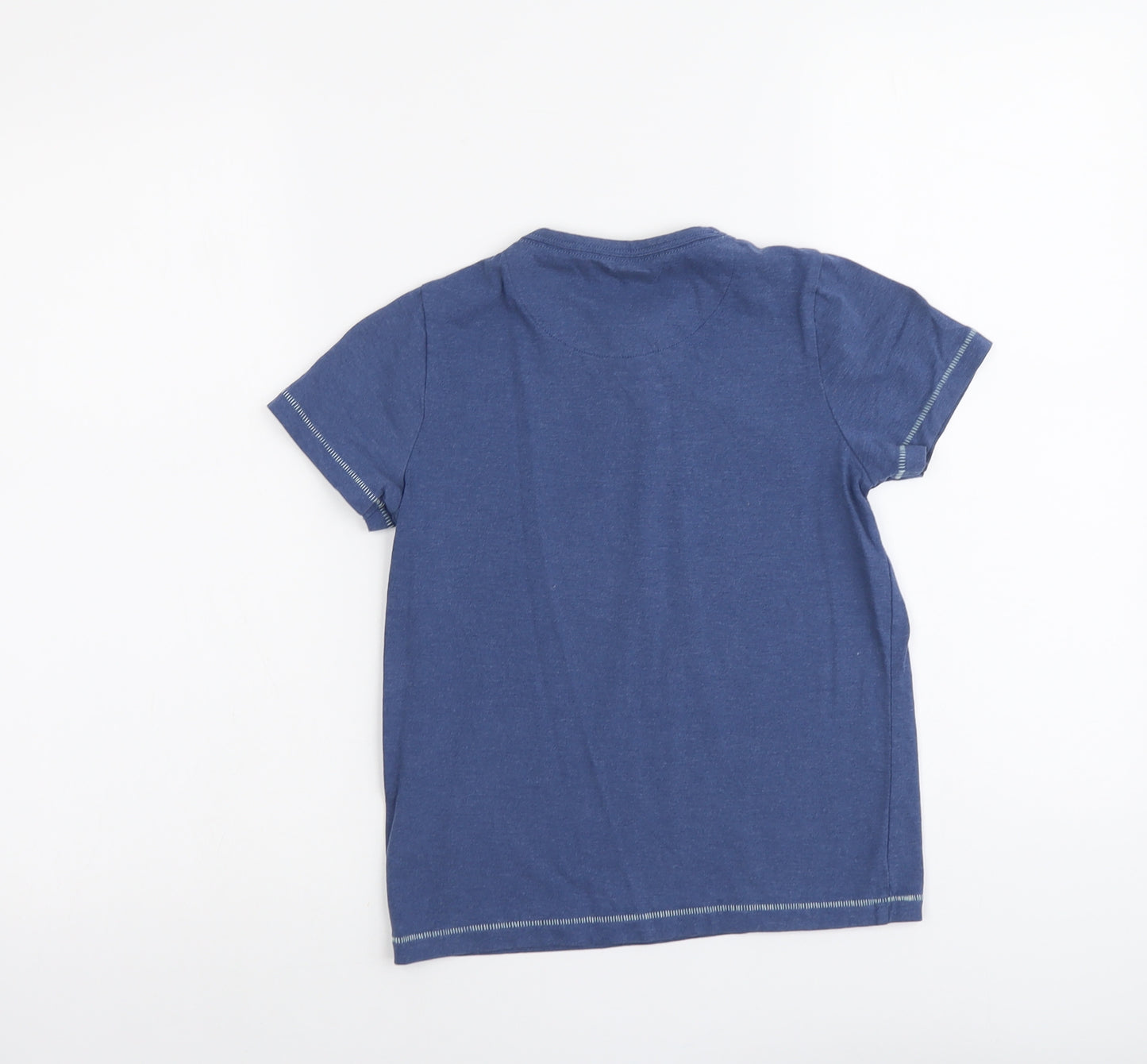 Marks and Spencer Boys Blue Cotton Basic T-Shirt Size 8-9 Years Henley Pullover