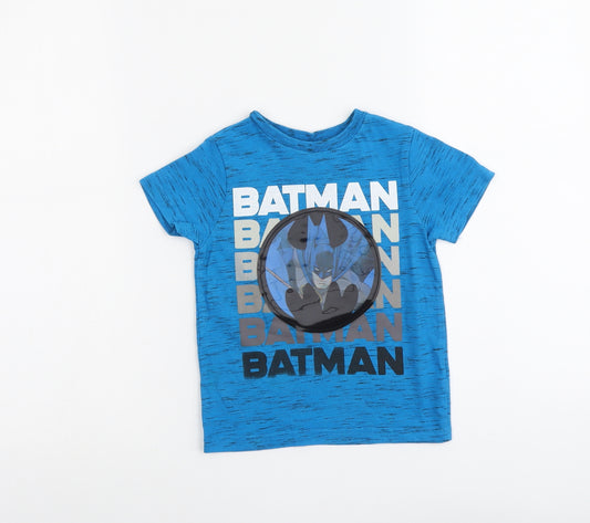 F&F Boys Blue Cotton Pullover T-Shirt Size 2-3 Years Crew Neck Pullover - Batman