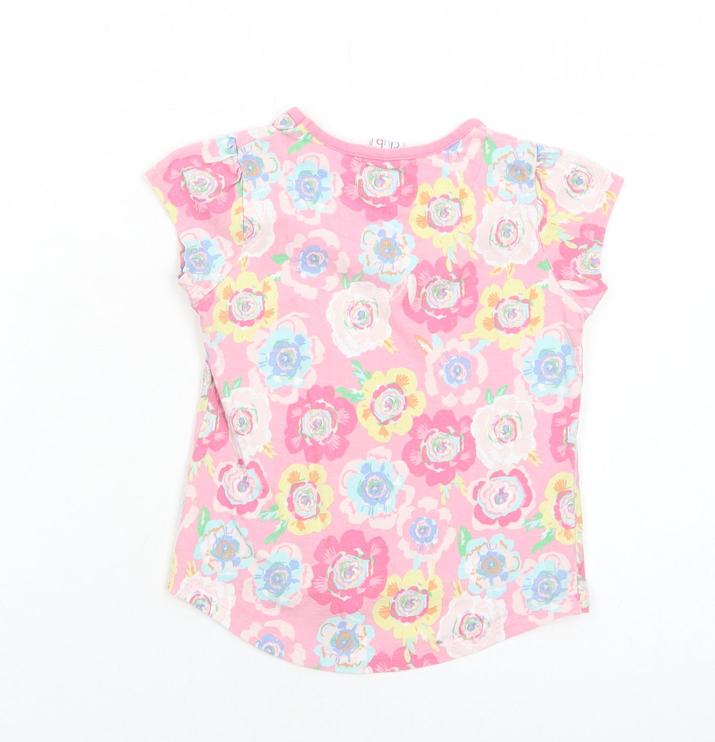 Mini Club Girls Pink Floral Cotton Basic T-Shirt Size 2-3 Years Round Neck Pullover