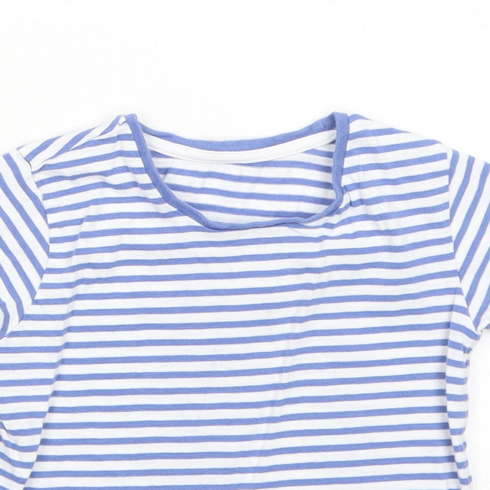 Matalan Boys Blue Striped Cotton Basic T-Shirt Size 3-4 Years Round Neck Pullover