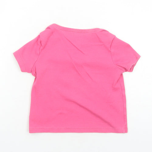 F&F Girls Pink Cotton Basic T-Shirt Size 2-3 Years Round Neck Pullover - Minnie Mouse