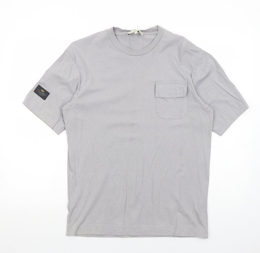 Wing Brand Mens Grey Viscose T-Shirt Size S Round Neck