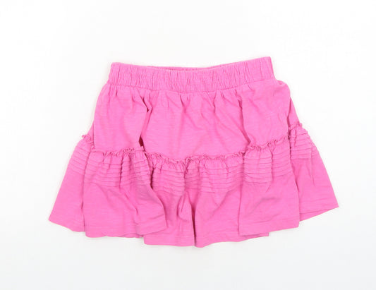 NEXT Girls Pink Cotton A-Line Skirt Size 7 Years Regular Pull On