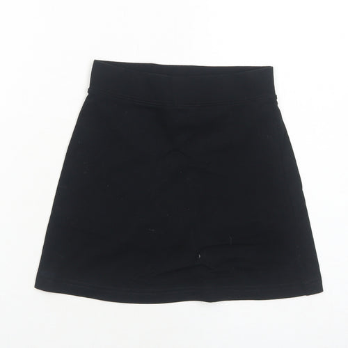 George Girls Black Cotton A-Line Skirt Size 7-8 Years Regular Pull On