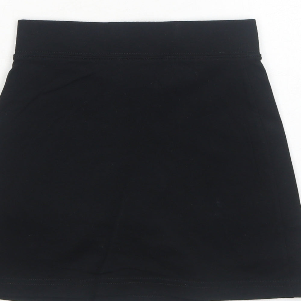 George Girls Black Cotton A-Line Skirt Size 7-8 Years Regular Pull On