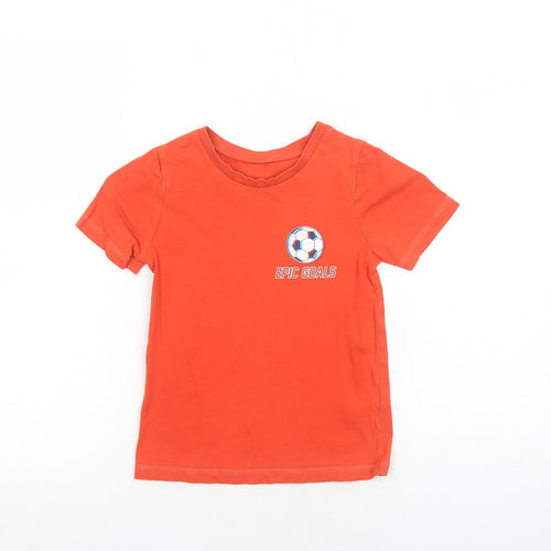 George Boys Orange Cotton Pullover T-Shirt Size 4-5 Years Round Neck Pullover - Football