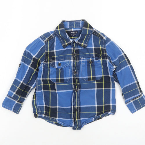 Gap Boys Blue Plaid Cotton Basic Button-Up Size 2 Years Collared Button