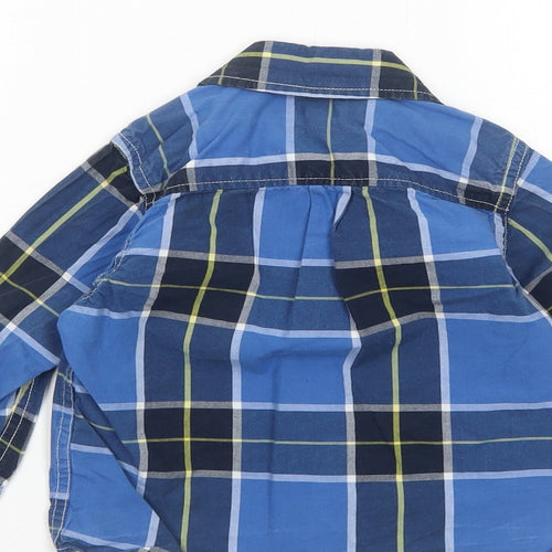 Gap Boys Blue Plaid Cotton Basic Button-Up Size 2 Years Collared Button
