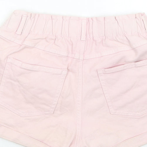 Bershka Womens Pink Cotton Boyfriend Shorts Size 8 Regular Zip