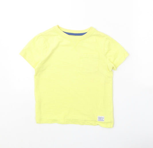 F&F Boys Yellow 100% Cotton Basic T-Shirt Size 4-5 Years Round Neck Pullover