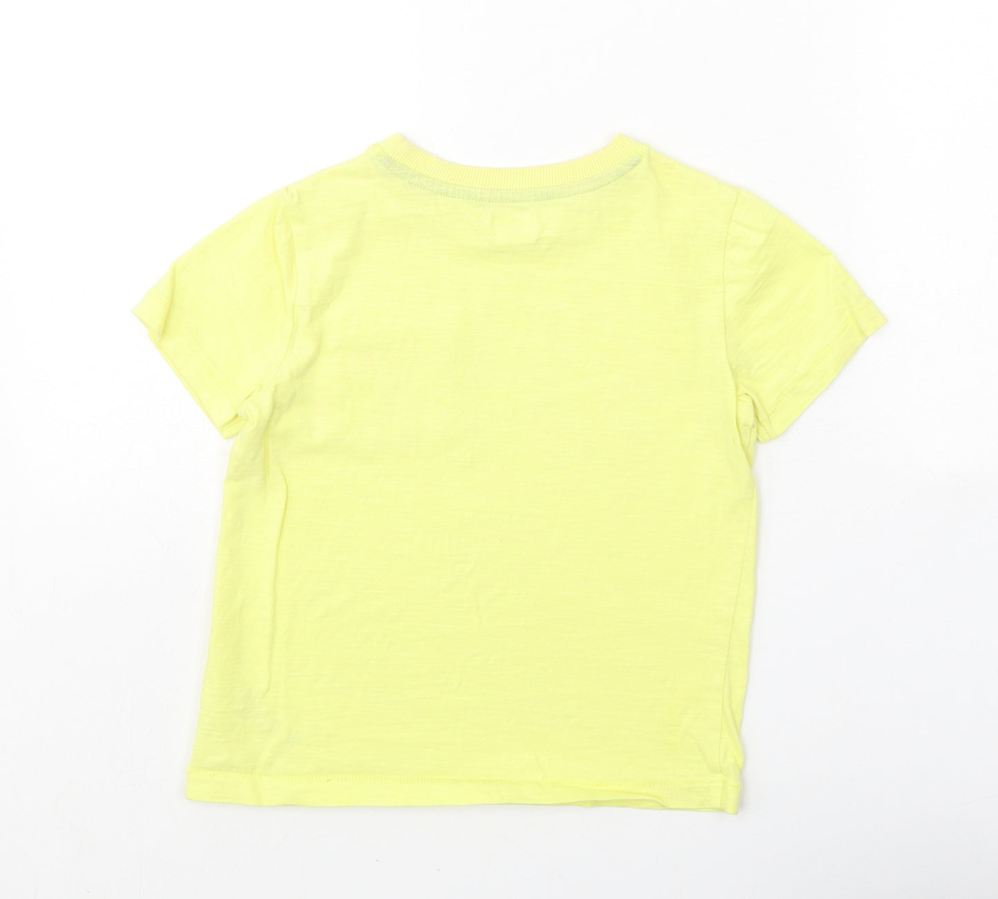 F&F Boys Yellow 100% Cotton Basic T-Shirt Size 4-5 Years Round Neck Pullover