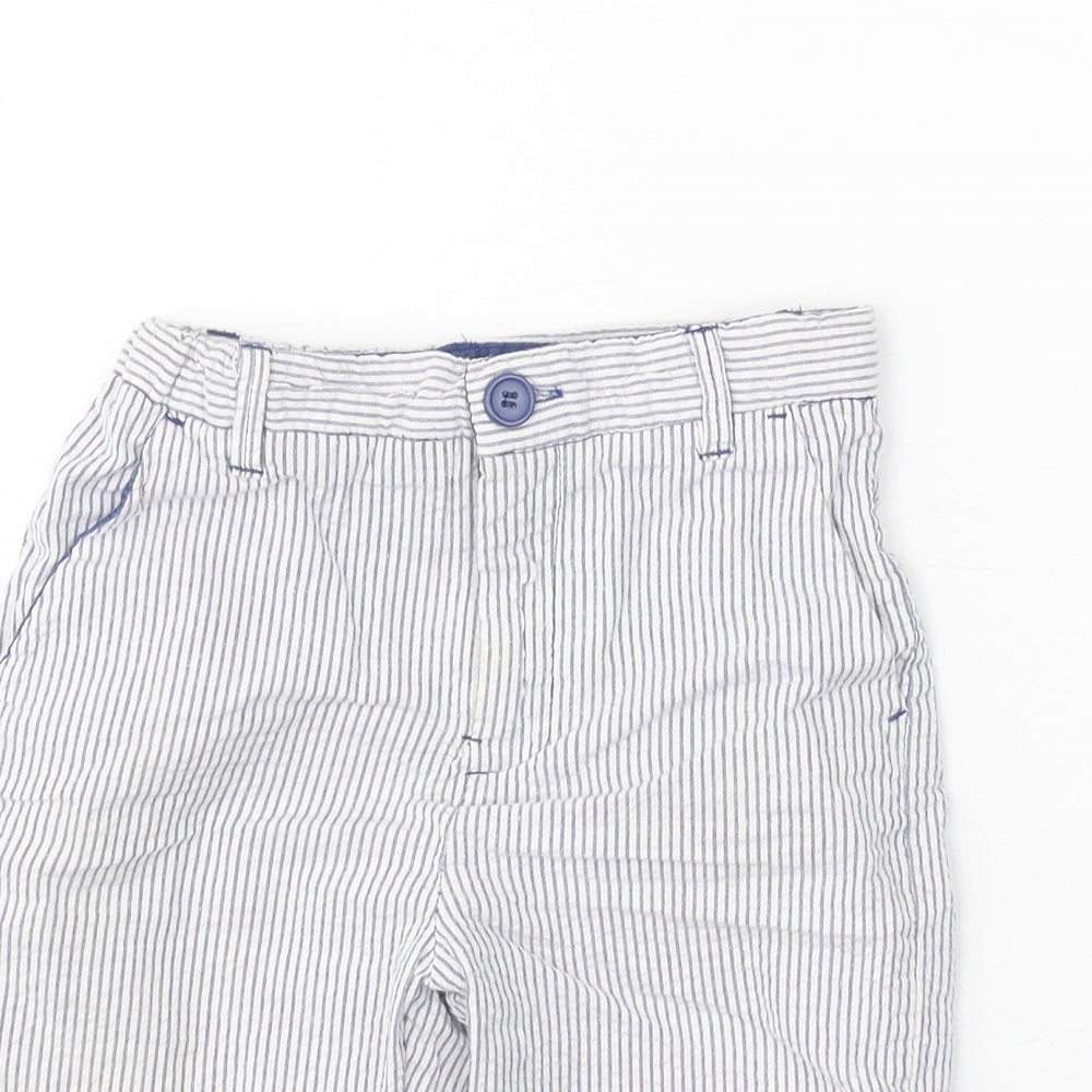 H&M Boys White Striped Cotton Chino Shorts Size 8 Years Regular Zip