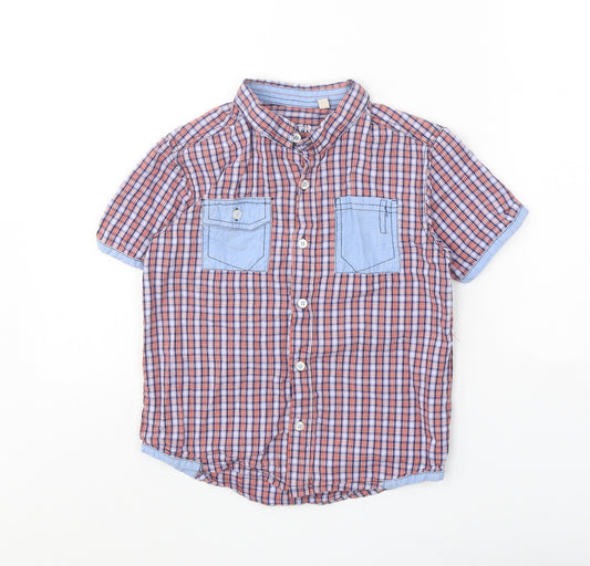 Firetrap Boys Blue Plaid 100% Cotton Basic Button-Up Size 6-7 Years Collared Button