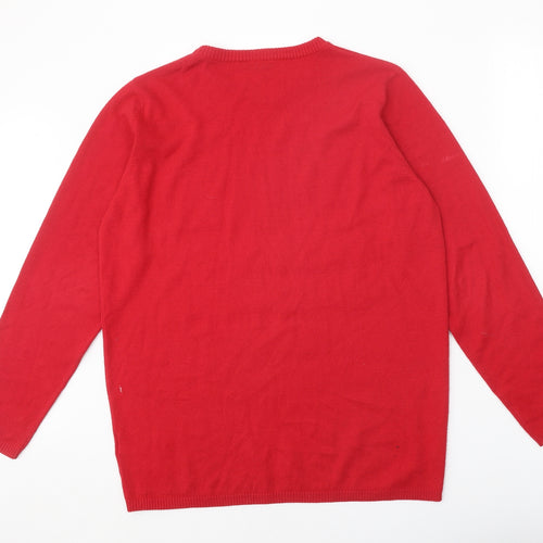 Livergy Mens Red Round Neck Polyacrylate Fibre Pullover Jumper Size L Long Sleeve - This Is My Christmas Face