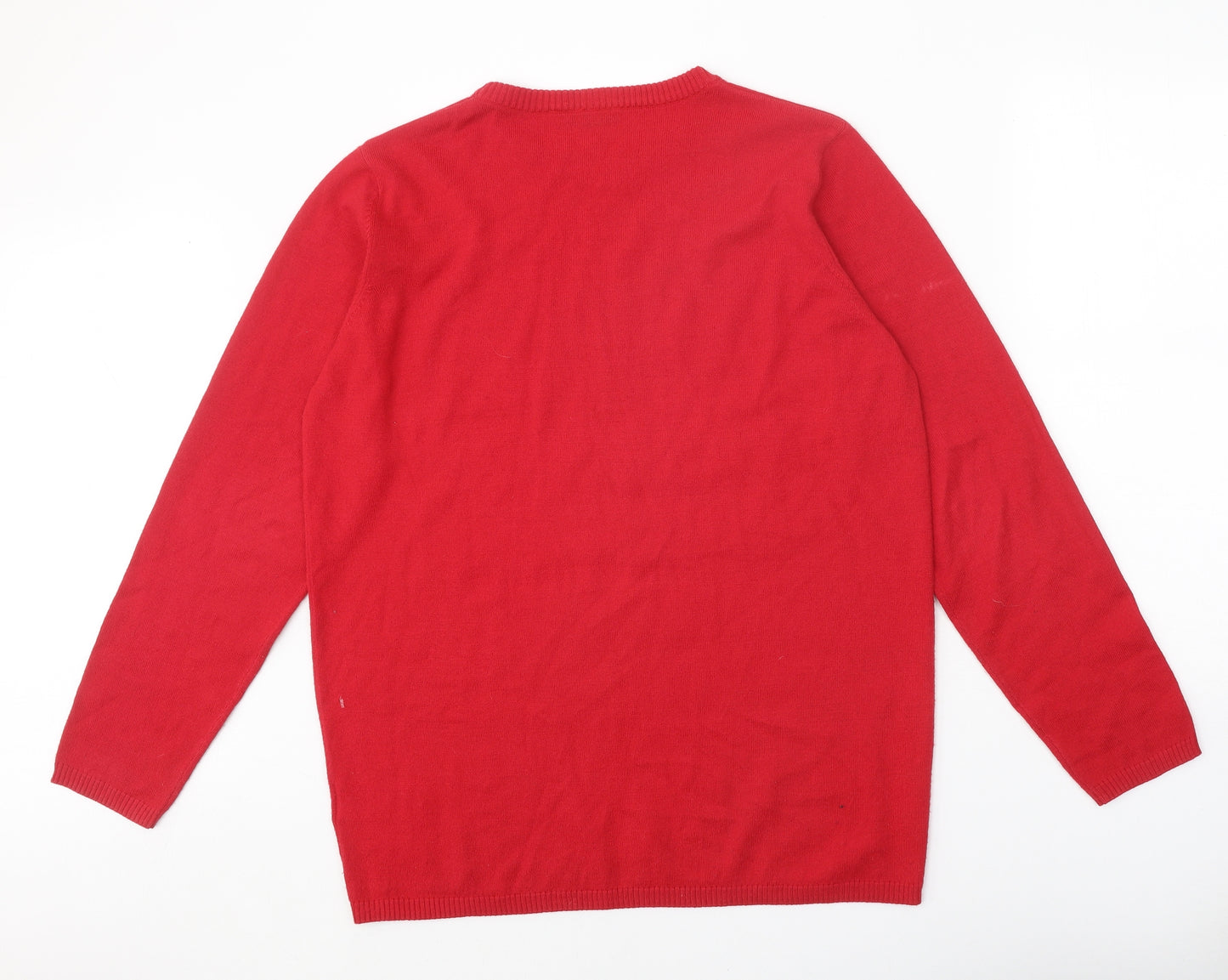 Livergy Mens Red Round Neck Polyacrylate Fibre Pullover Jumper Size L Long Sleeve - This Is My Christmas Face
