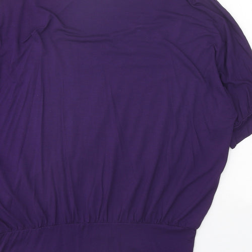 Body Flirt Womens Purple Viscose Basic Blouse Size 16 Boat Neck