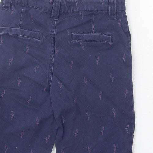 Denim & Co. Boys Blue Geometric Cotton Chino Shorts Size 6-7 Years Regular Zip - Flamingo Pattern