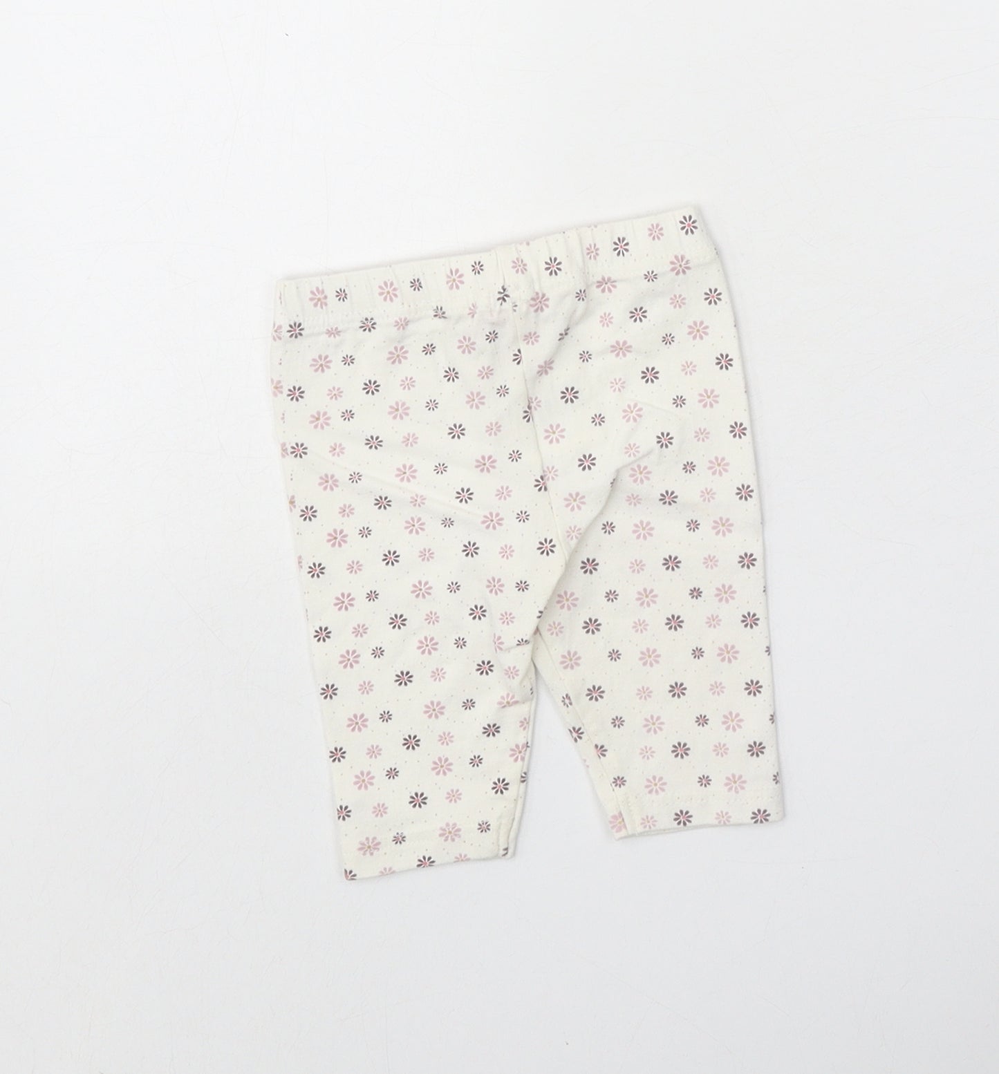 Minoti Girls White Geometric Cotton Capri Leggings Size 6-9 Months Pullover