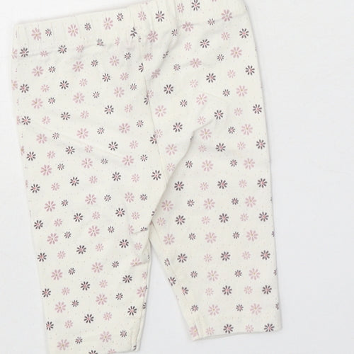 Minoti Girls White Geometric Cotton Capri Leggings Size 6-9 Months Pullover