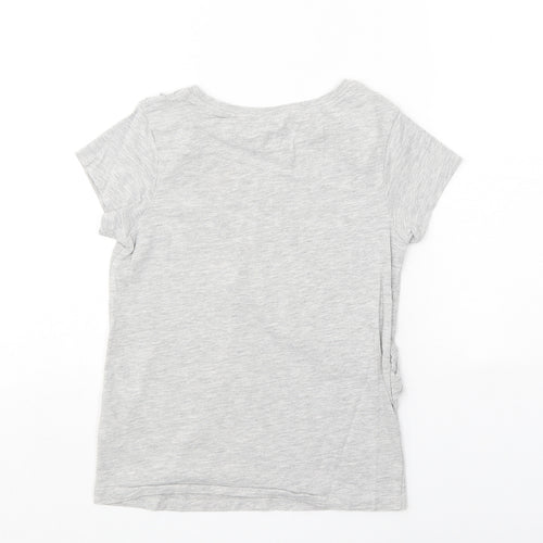 NEXT Girls Grey Cotton Basic T-Shirt Size 8 Years Round Neck Pullover