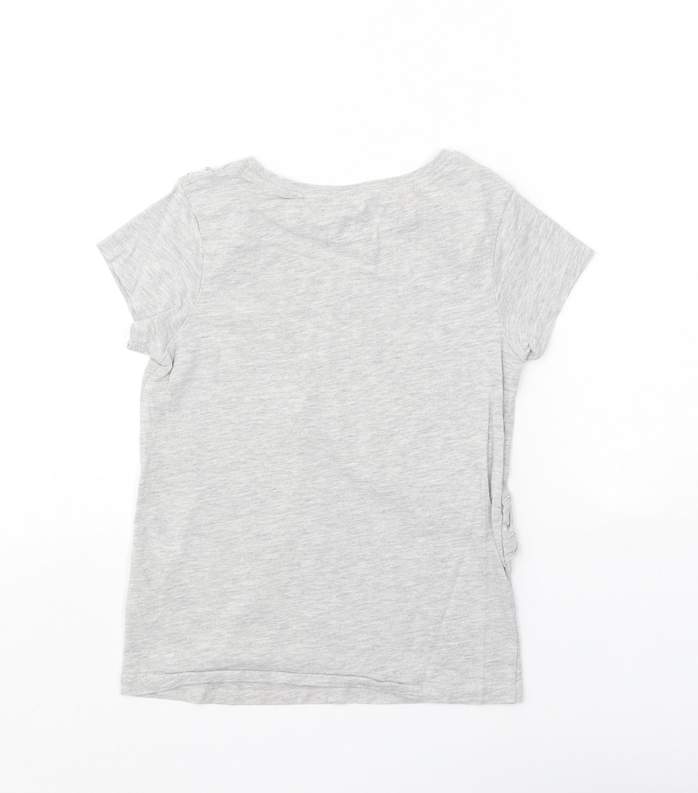 NEXT Girls Grey Cotton Basic T-Shirt Size 8 Years Round Neck Pullover