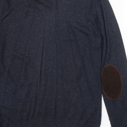 NEXT Mens Blue V-Neck Acrylic Pullover Jumper Size M Long Sleeve