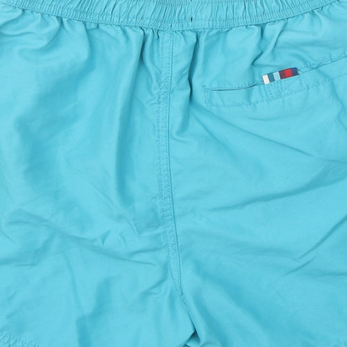 S&J Mens Blue Polyester Sweat Shorts Size S Regular Tie - Swim Short