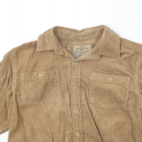NEXT Boys Brown 100% Cotton Basic Button-Up Size 8 Years Collared Button