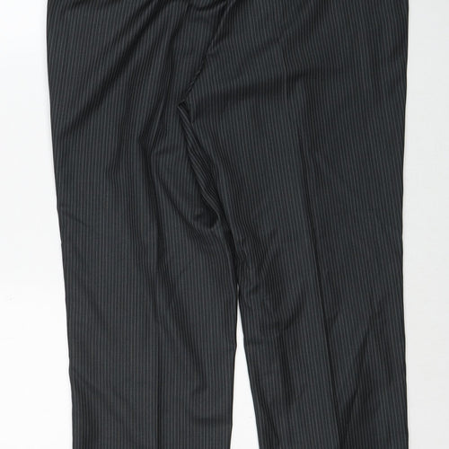 Burton Mens Black Striped Polyester Dress Pants Trousers Size 36 in Regular Zip