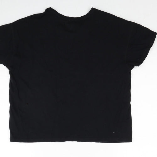 New Look Girls Black Cotton Basic T-Shirt Size 14-15 Years Round Neck Pullover