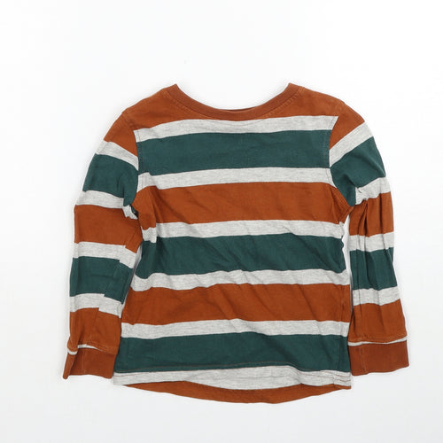 George Boys Multicoloured Striped Cotton Pullover T-Shirt Size 3-4 Years Round Neck Pullover