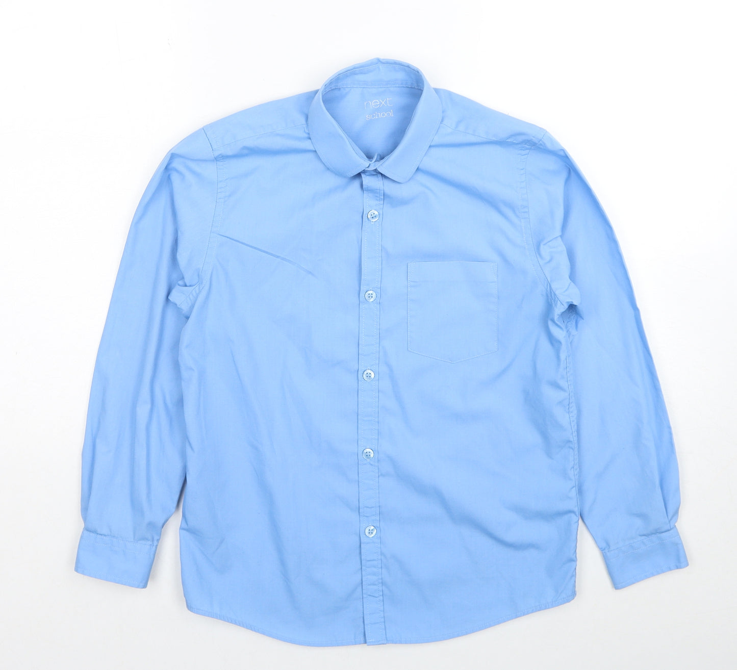 NEXT Boys Blue Cotton Basic Button-Up Size 10 Years Collared Button
