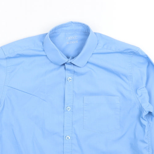 NEXT Boys Blue Cotton Basic Button-Up Size 10 Years Collared Button