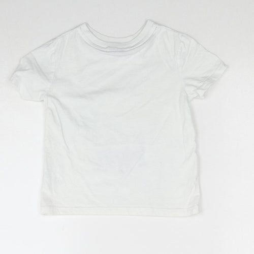 George Girls White Cotton Basic T-Shirt Size 3-4 Years Round Neck Pullover - Paw Patrol