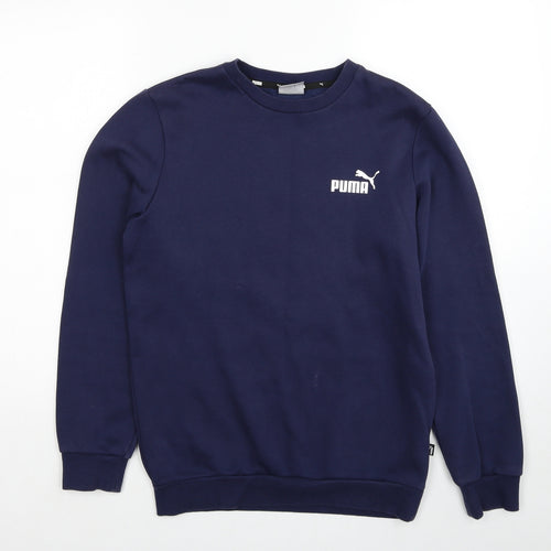 PUMA Mens Blue Cotton Pullover Sweatshirt Size XS