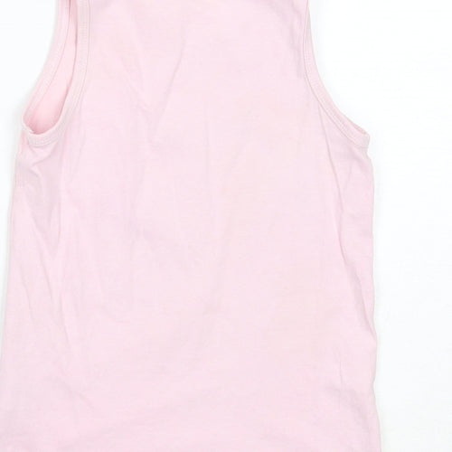Preworn Girls Pink Cotton Basic Tank Size 7-8 Years Round Neck Pullover - 100% Real