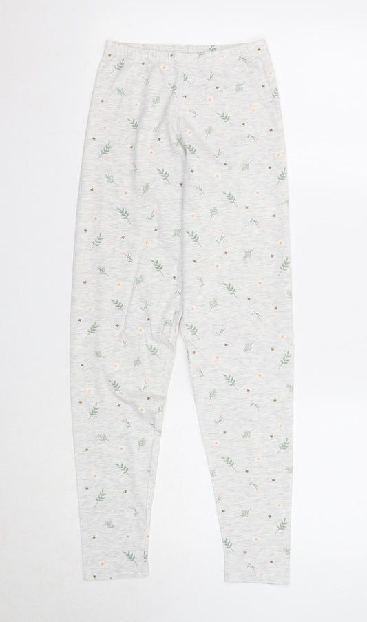 Disney Womens Grey Floral Cotton Jogger Leggings Size 6 - Waist 20 inches