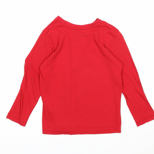 Primark Girls Red Cotton Basic T-Shirt Size 3-4 Years Round Neck Pullover - Reindeer Christmas