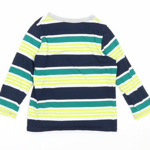 H&M Boys Multicoloured Striped Cotton Pullover T-Shirt Size 5-6 Years Round Neck Pullover