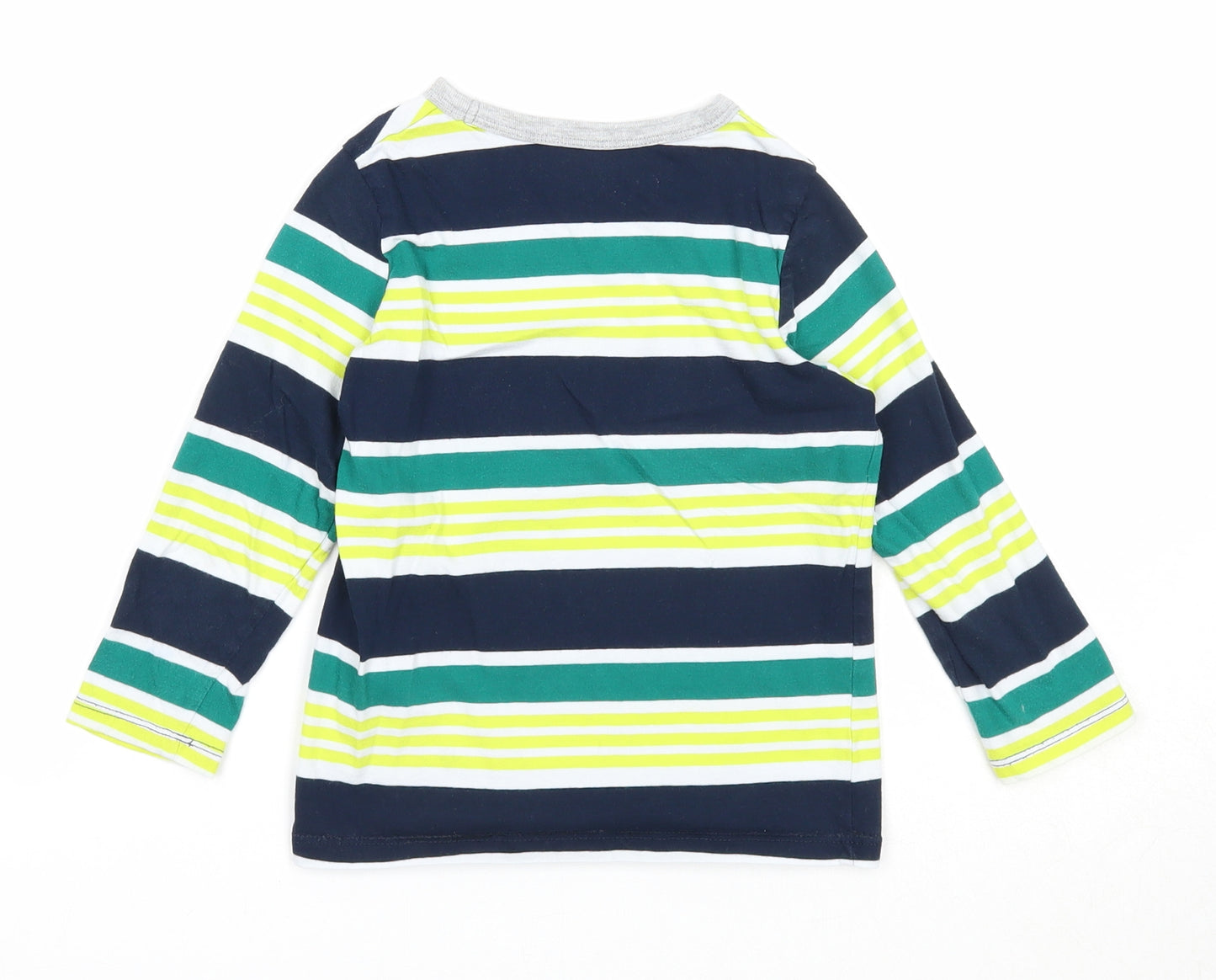 H&M Boys Multicoloured Striped Cotton Pullover T-Shirt Size 5-6 Years Round Neck Pullover